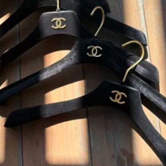 Authentic Chanel Black Velvet Hangers w/ Logo (3 Available, $45/each) - Picture 1 of 1